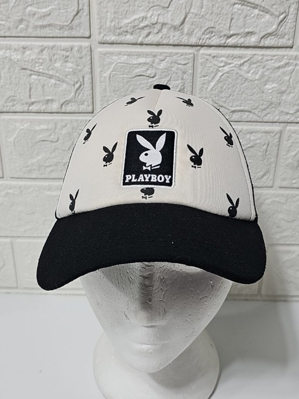 Playboy Bunny Hat Adjustable Snapback Mesh Trucker Cap Black Foam Bunny Logo